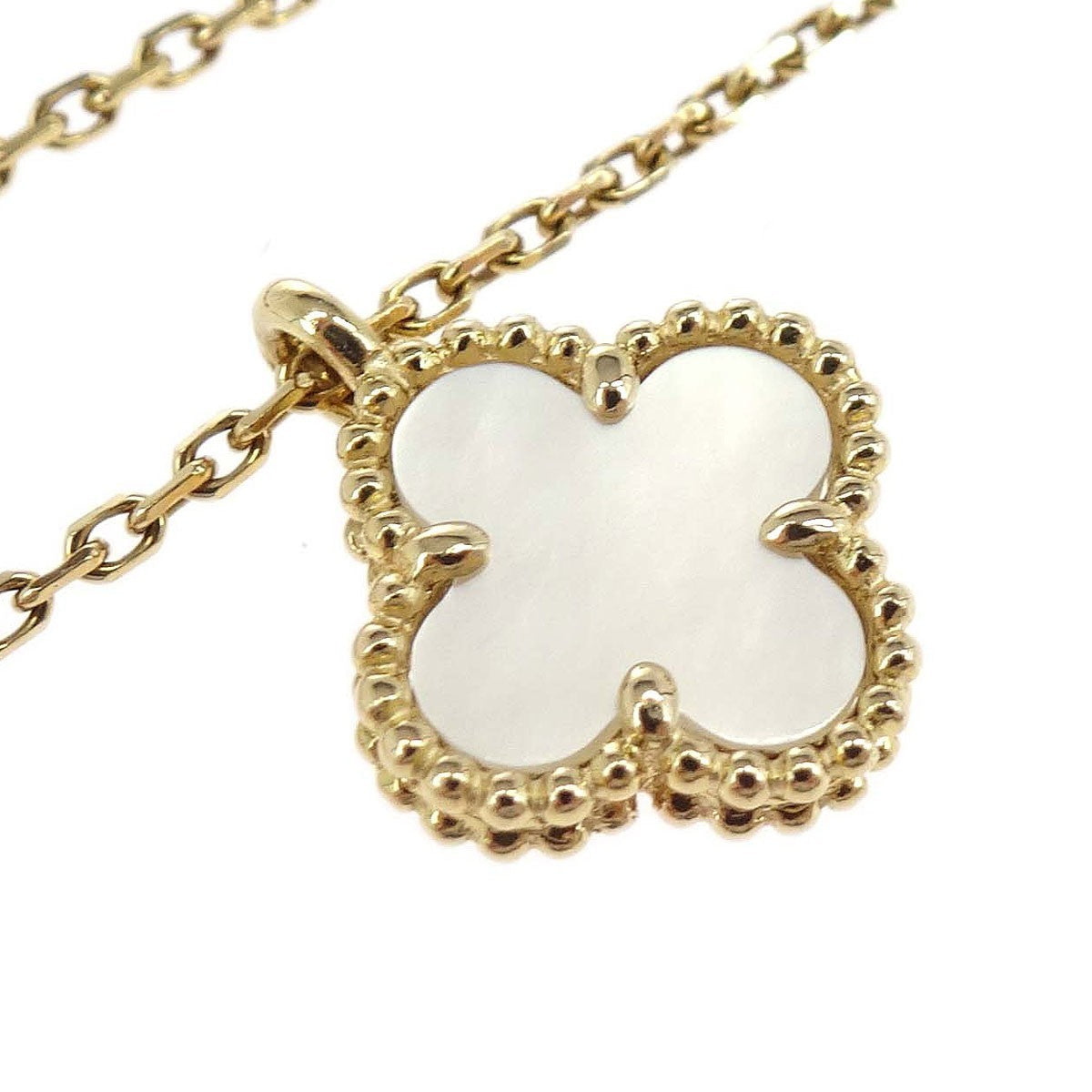 Van Cleef & Arpels Vintage Alhambra Pendant Necklace 18K Yellow Gold And Mother Of Pearl Gold Yellow_Gold Necklace Jewelry (Pre-Owned)