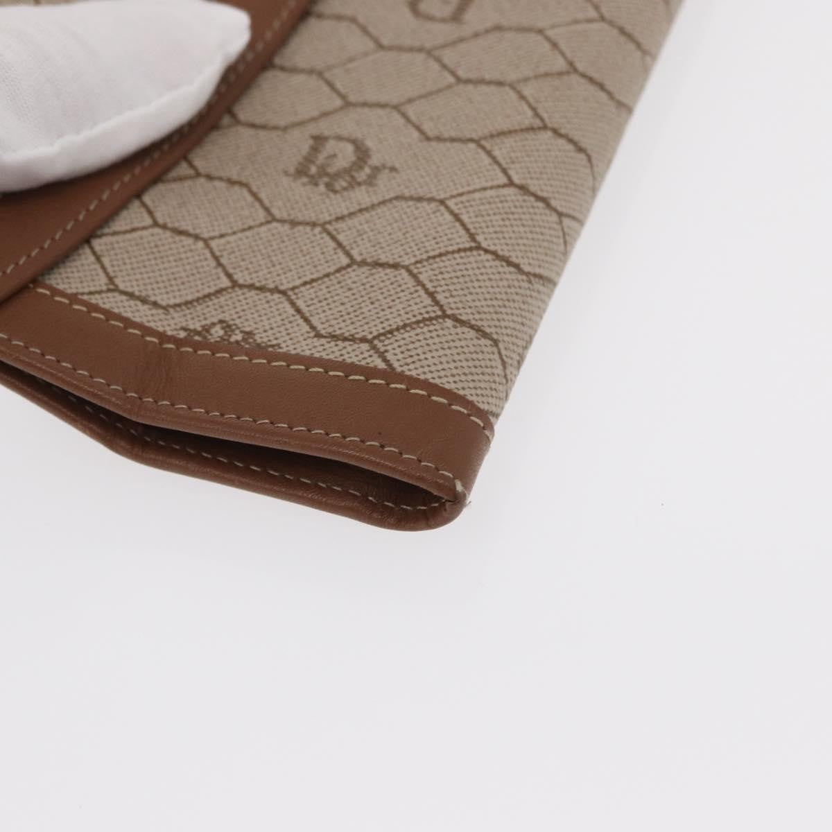 Christian Dior Vintage Honeycomb Flap Wallet Coated Canvas Beige Canvas Wallets Accessory (Pre-Owned)