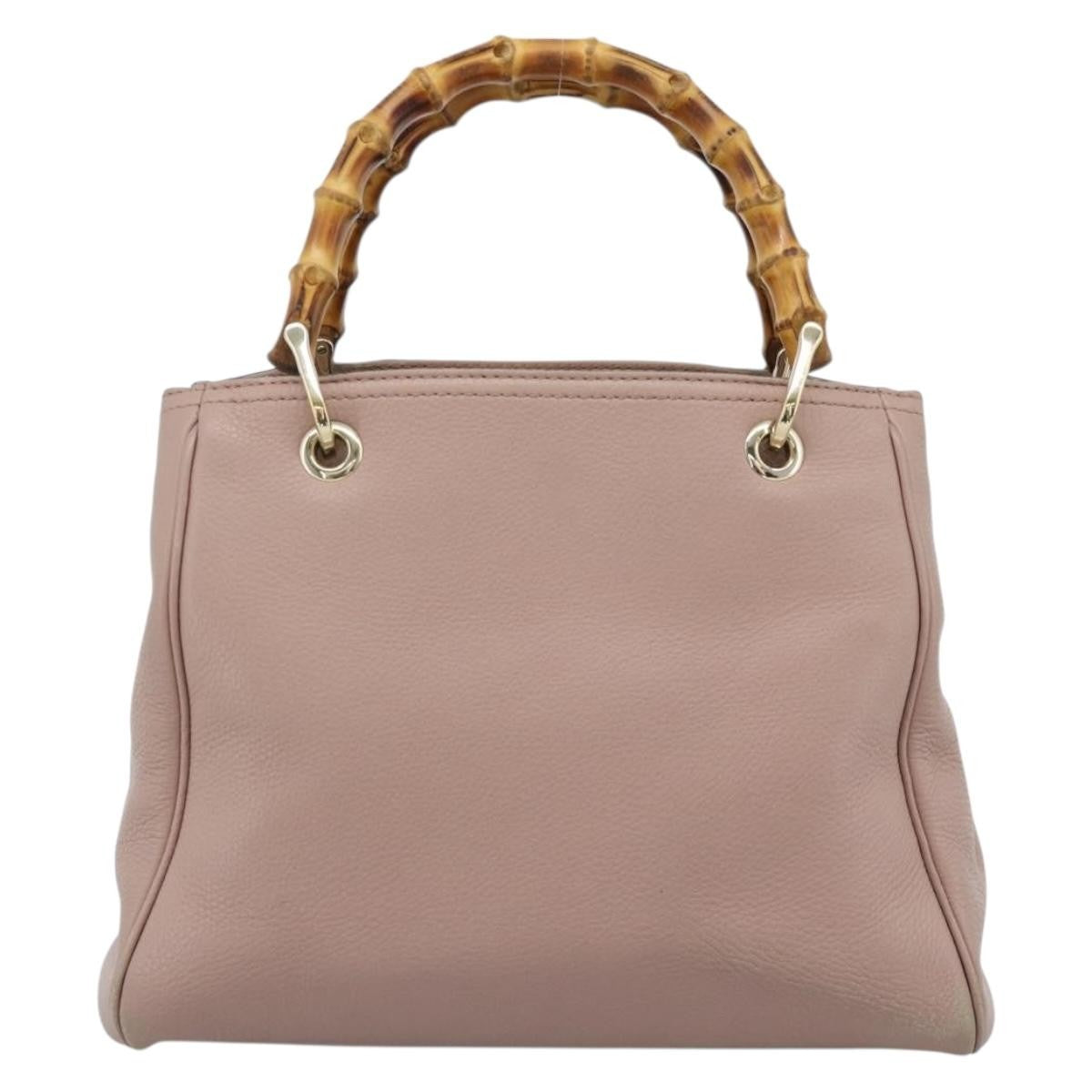 Gucci Bamboo Shopper Tote Leather Pink Leather Tote Bag Bag (Pre-Owned)