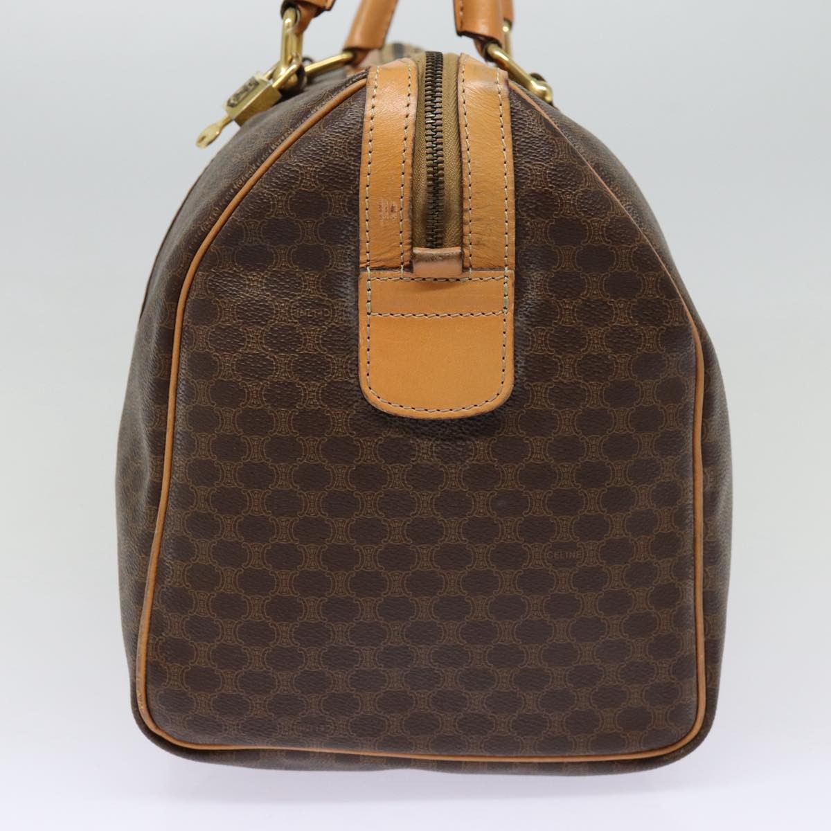 Celine Vintage Duffle Bag Macadam Coated Canvas Brown Canvas Travel Bag Bag (Pre-Owned)