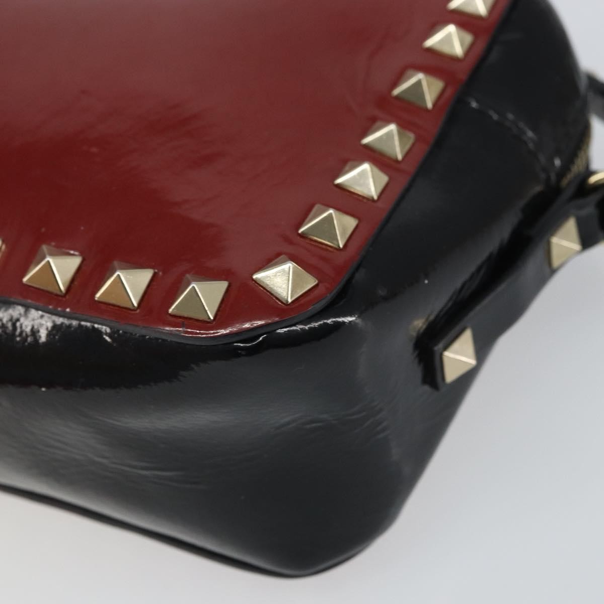 Valentino Garavani Rockstud Chain Camera Crossbody Bag Patent Leather Red Patent_Leather Clutche & Pouche Bag (Pre-Owned)