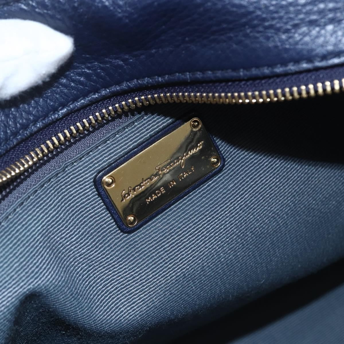 Salvatore Ferragamo Izzie Gancini Embossed Tote Soft Calf Blue Leather Tote Bag Bag (Pre-Owned)