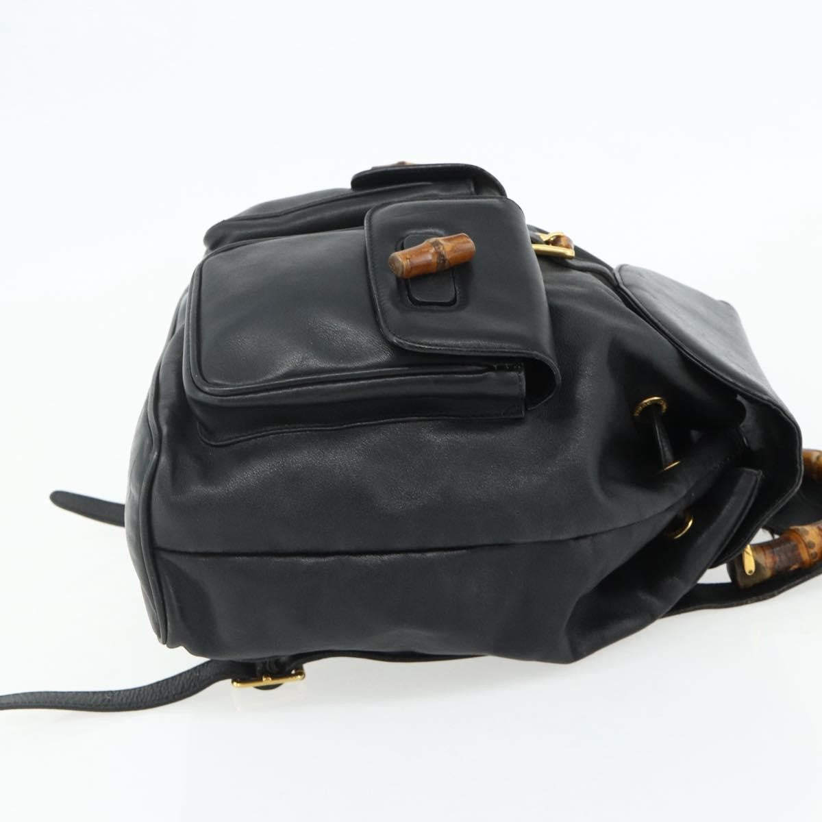 Gucci Vintage Bamboo Backpack Leather Black Leather Backpack Bag (Pre-Owned)