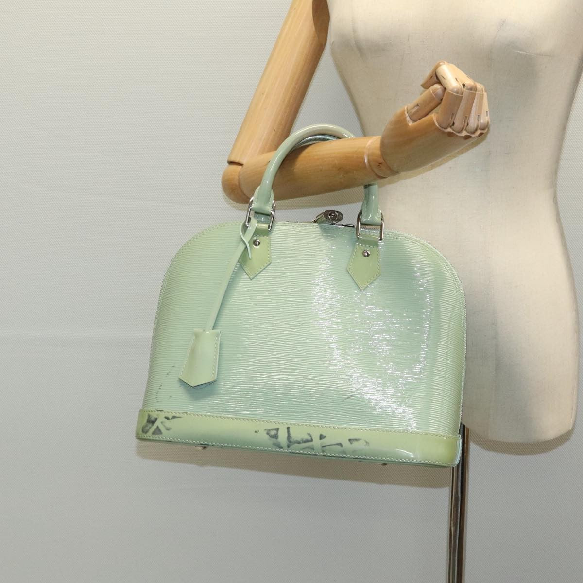 Louis Vuitton Alma Handbag Electric Epi Leather Green Patent_Leather Handbag (Pre-Owned)