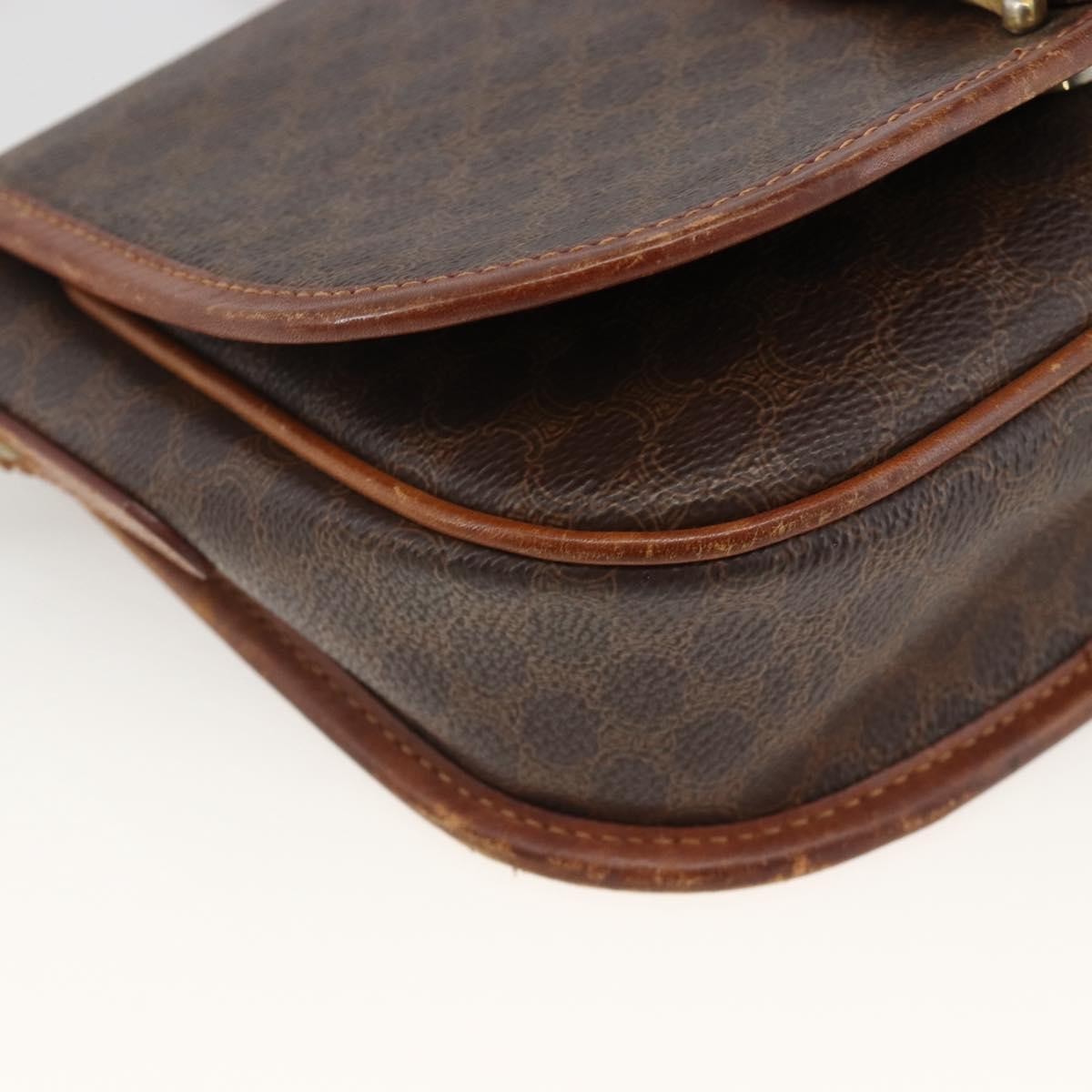 Celine Vintage Macadam Shoulder Bag Canvas And Leather Brown Canvas Shoulder Bag Bag (Pre-Owned)