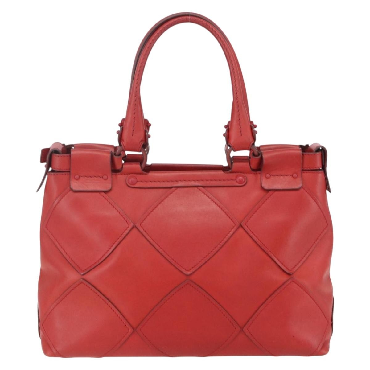 Salvatore Ferragamo Gancini Handbag Leather Red Leather Handbag (Pre-Owned)