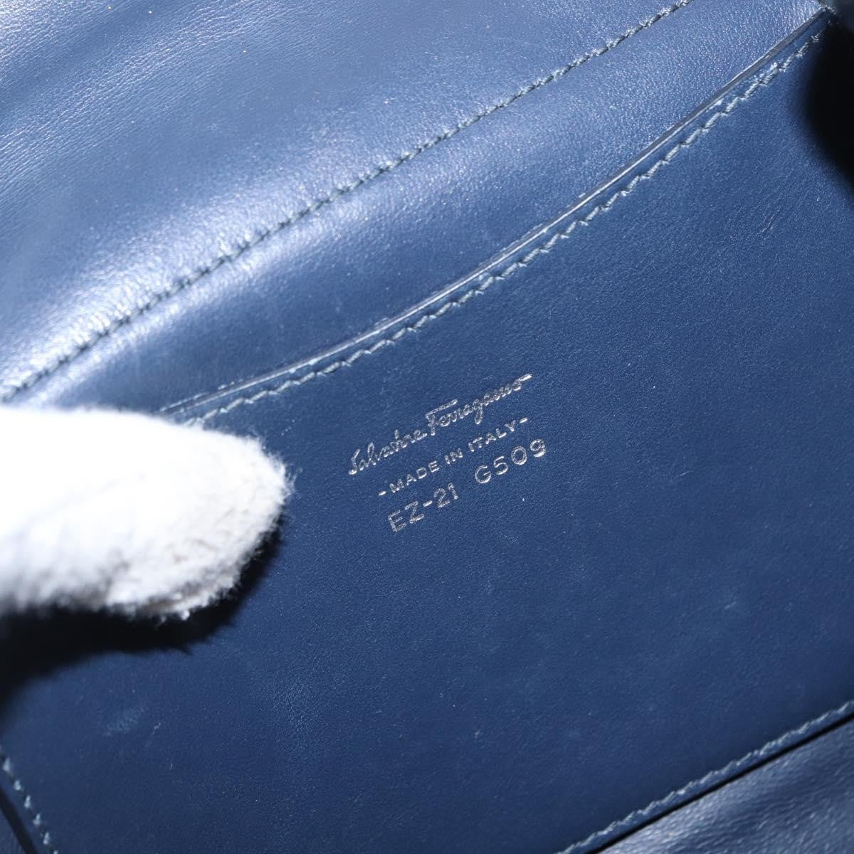Salvatore Ferragamo Vala Handbag Leather Navy Denim_Jeans Handbag (Pre-Owned)