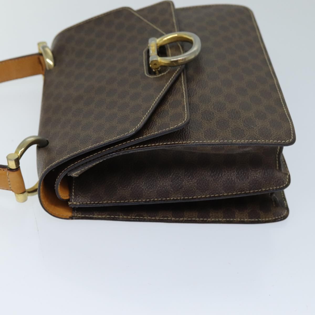 Celine Macadam Handbag Macadam With Leather Brown Canvas Handbag (Pre-Owned)