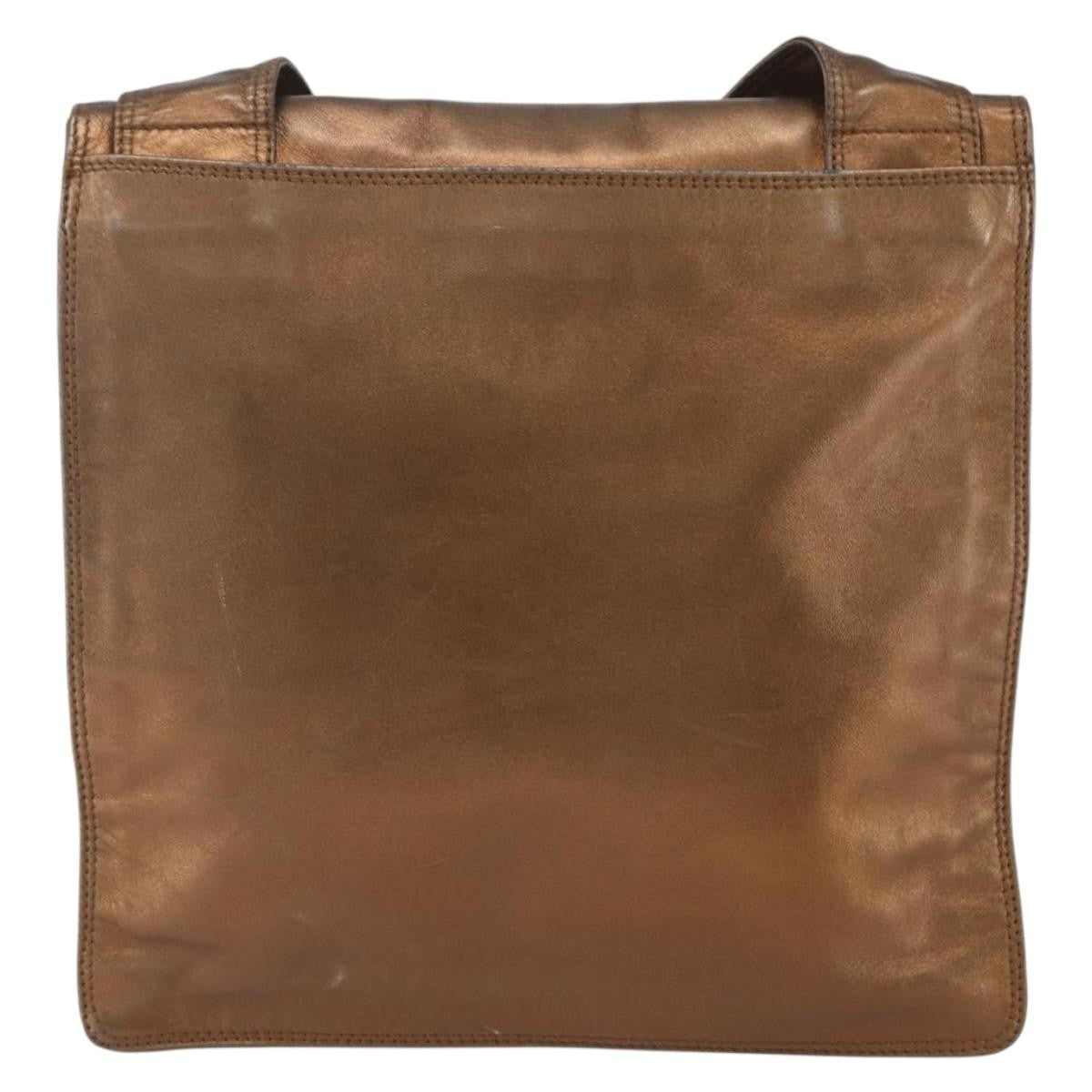 Chanel Vintage Logo Flap Messenger Bag Leather Brown Leather Shoulder Bag Bag (Pre-Owned)