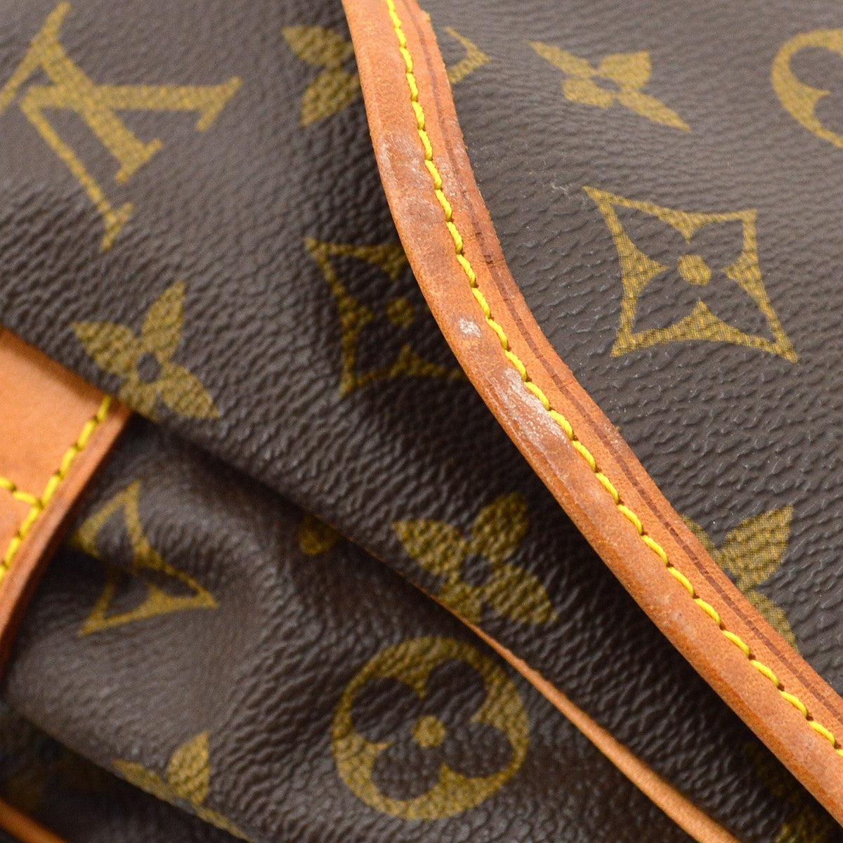 Louis Vuitton Saumur Handbag Monogram Canvas Brown Canvas Shoulder Bag Bag (Pre-Owned)