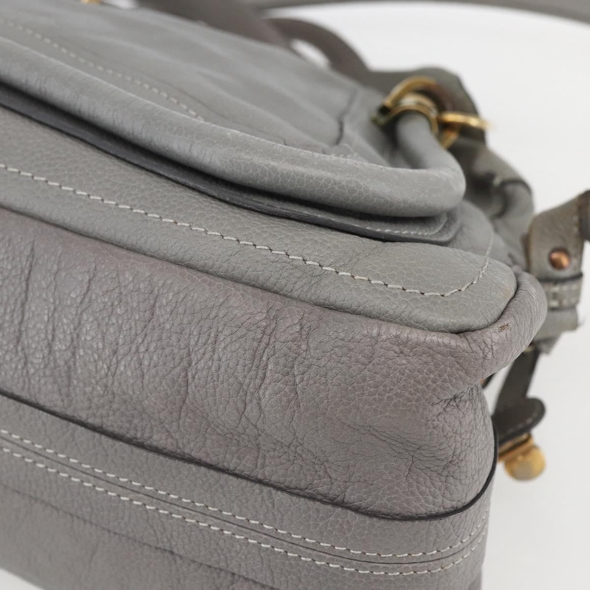 Chloe Paraty Top Handle Bag Leather Gray Leather Handbag (Pre-Owned)