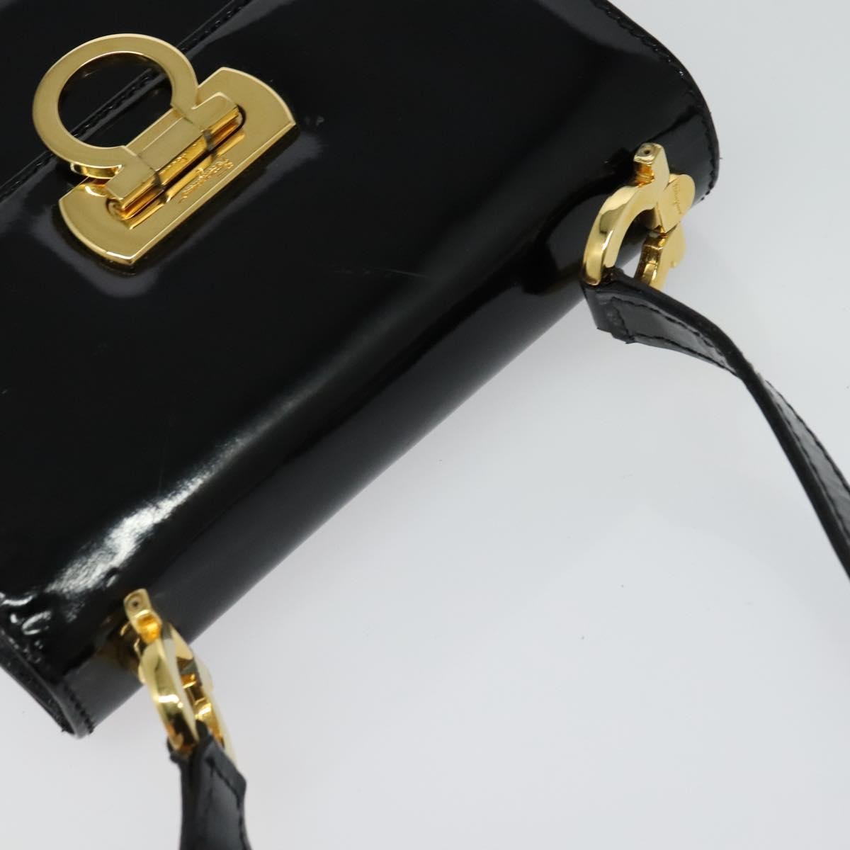 Salvatore Ferragamo Gancini Shoulder Bag Patent Leather Black Patent_Leather Shoulder Bag Bag (Pre-Owned)