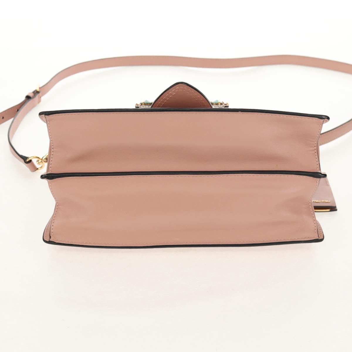 Miu Miu Madras Crystal Buckle Shoulder Bag Leather Pink Leather Handbag (Pre-Owned)