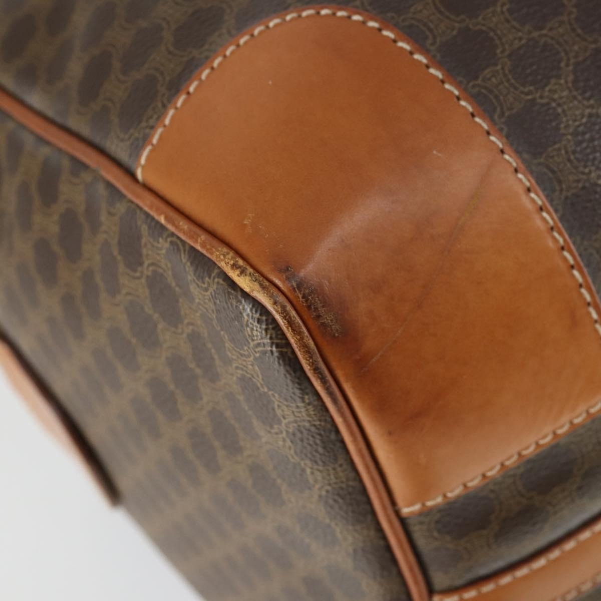 Celine Vintage Duffle Bag Canvas And Leather Brown Canvas Travel Bag Bag (Pre-Owned)