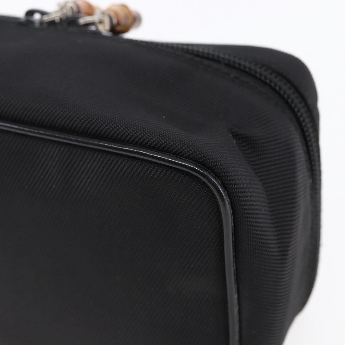 Gucci Vintage Bamboo Vanity Case Nylon Black Nylon Handbag (Pre-Owned)