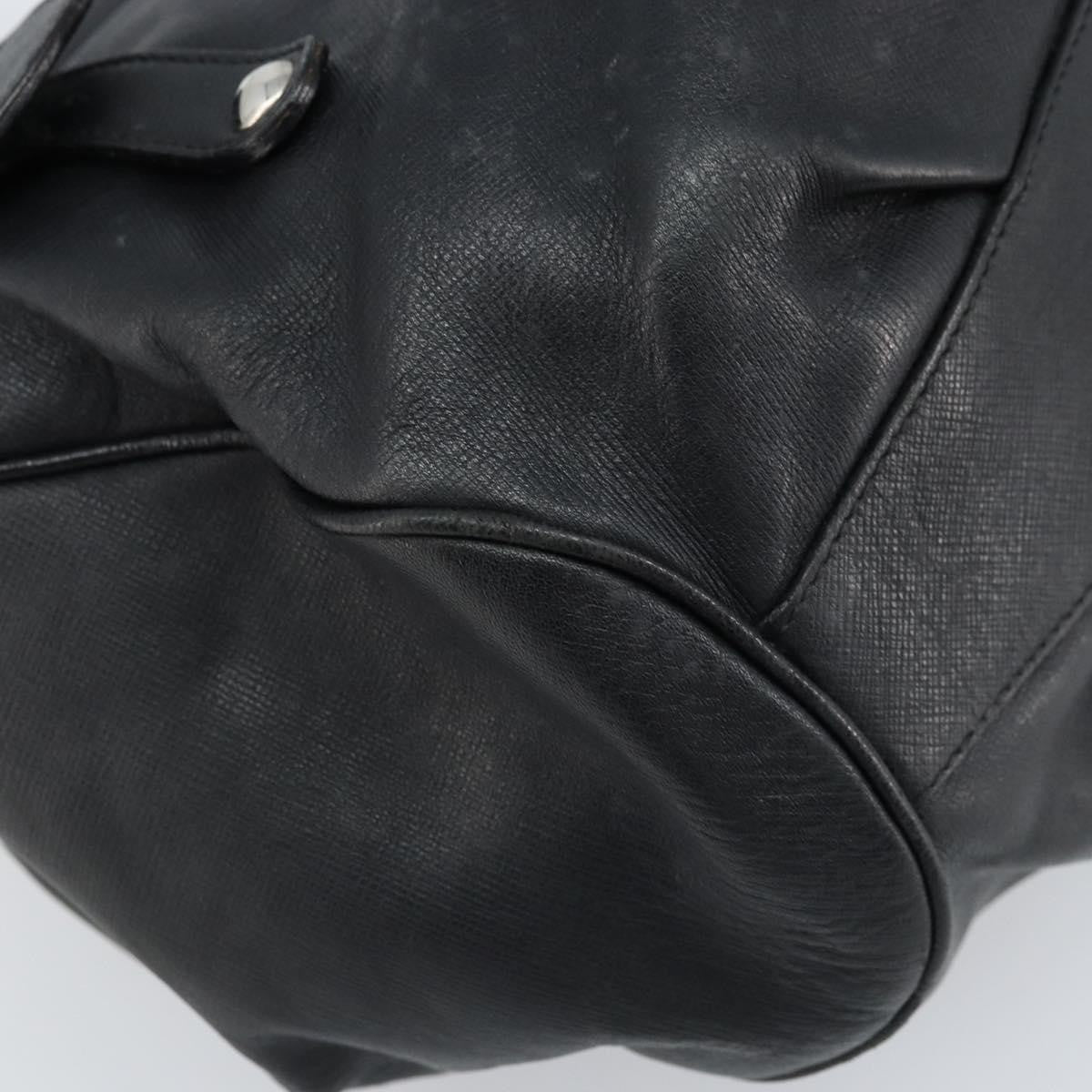 Salvatore Ferragamo Gancini Handbag Leather Black Leather Handbag (Pre-Owned)