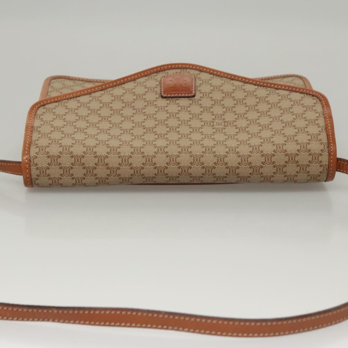 Celine Vintage Macadam Shoulder Bag Canvas And Leather Beige Canvas Shoulder Bag Bag (Pre-Owned)