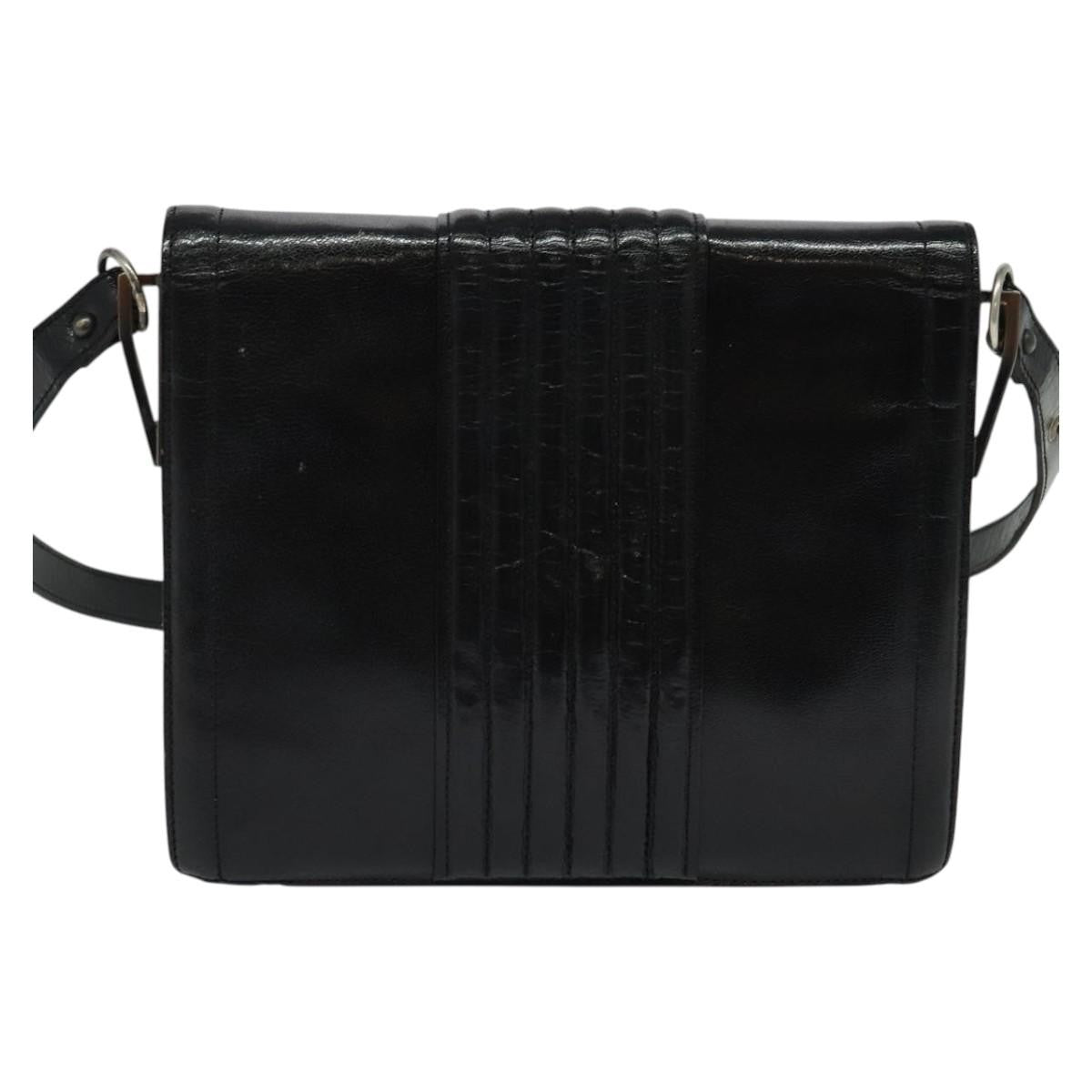 Saint Laurent Vintage Shoulder Bag Leather Black Leather Shoulder Bag Bag (Pre-Owned)