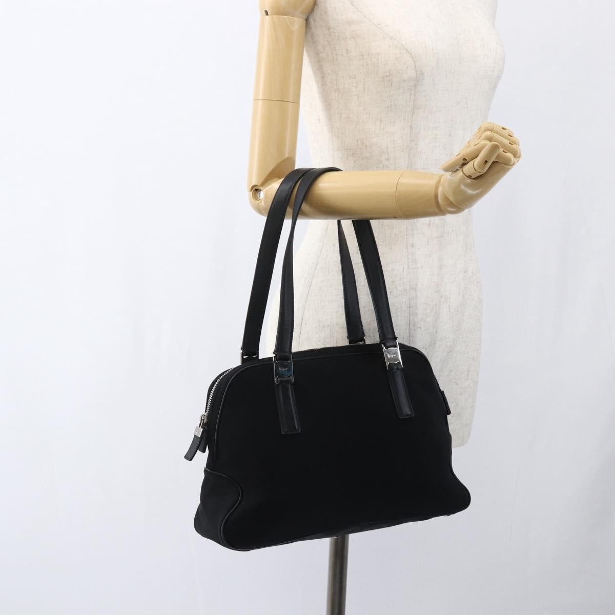 Salvatore Ferragamo Vintage Handbag Nylon Black Nylon Handbag (Pre-Owned)