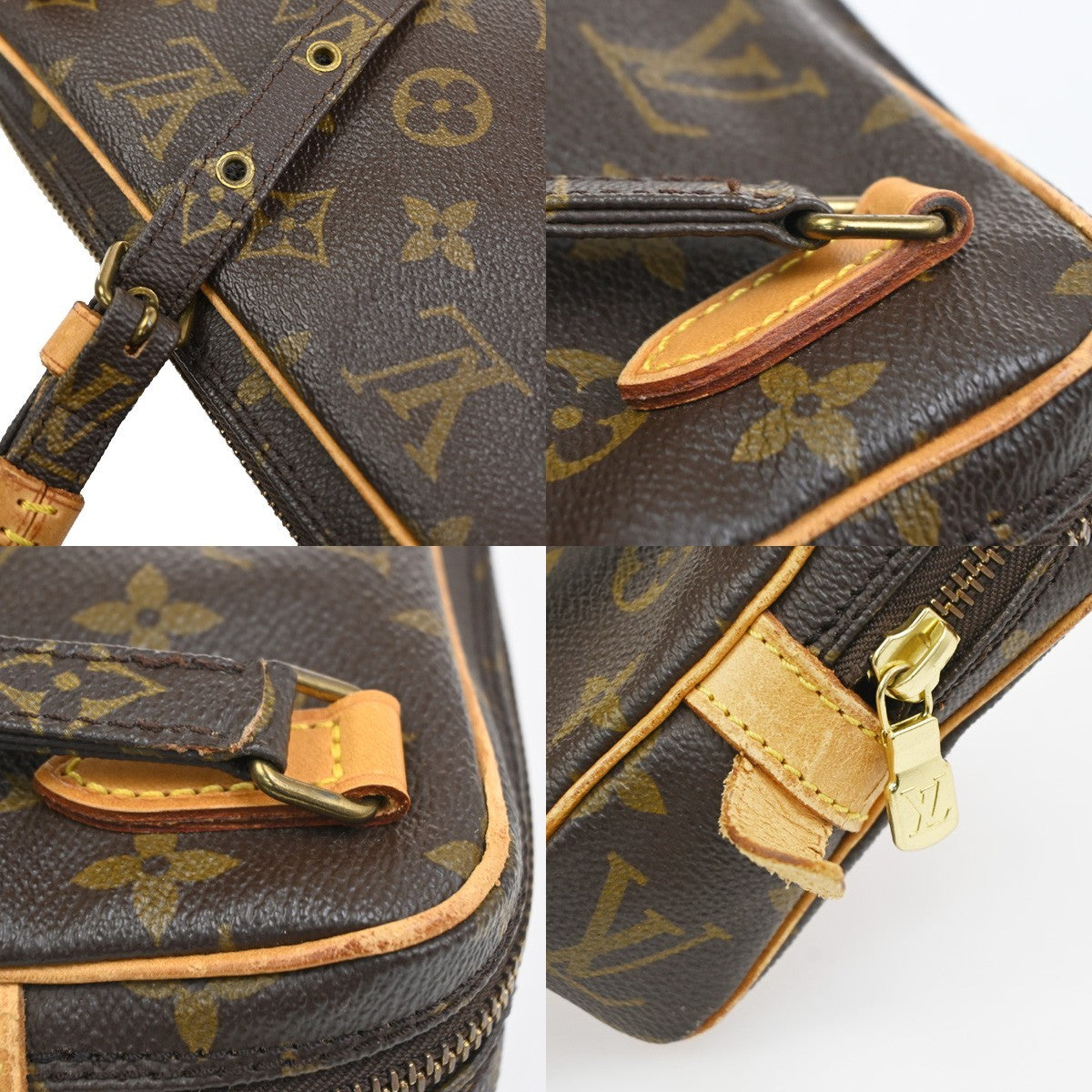 Louis Vuitton Pochette Marly Bandouliere Bag Monogram Canvas Brown Leather Shoulder Bag Bag (Pre-Owned)