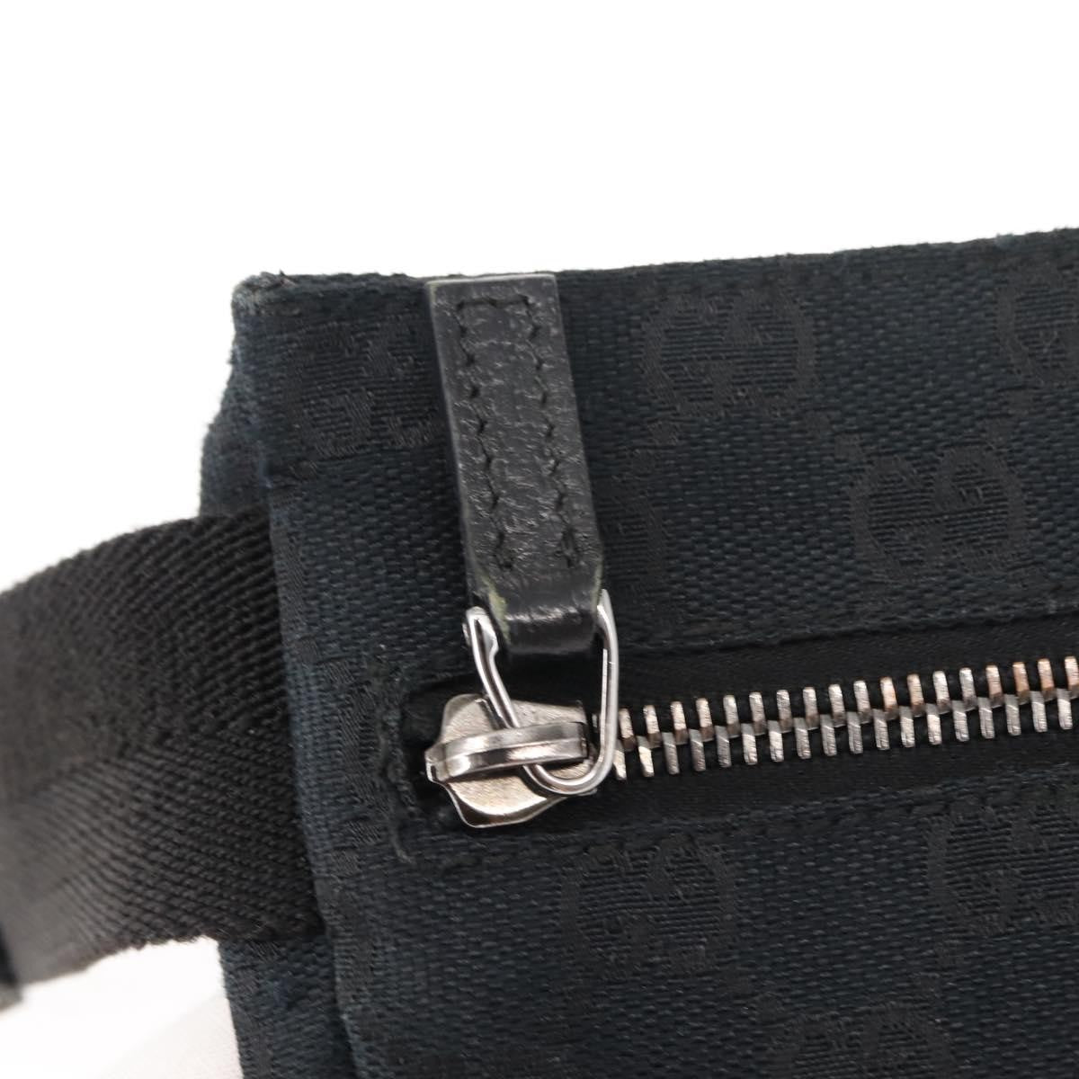 Gucci Vintage Double Belt Bag Gg Canvas With Leather Black Canvas Shoulder Bag Bag (Pre-Owned)