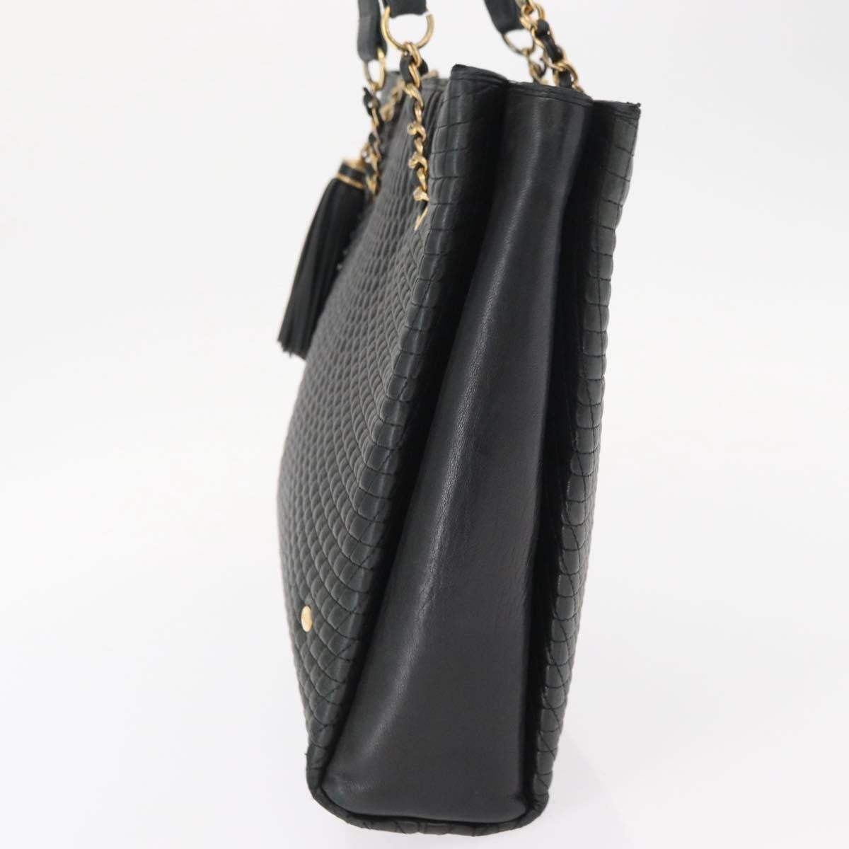 Bally Vintage Chain Shoulder Bag Quilted Leather Navy Leather Shoulder Bag Bag (Pre-Owned)