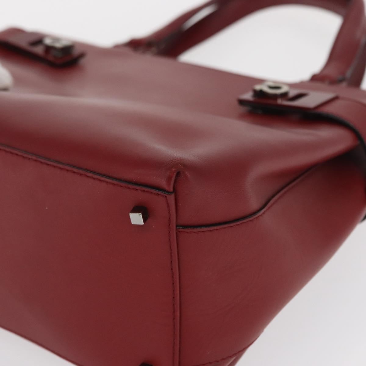Salvatore Ferragamo Double Gancini Side Buckle Tote Leather Red Leather Handbag (Pre-Owned)