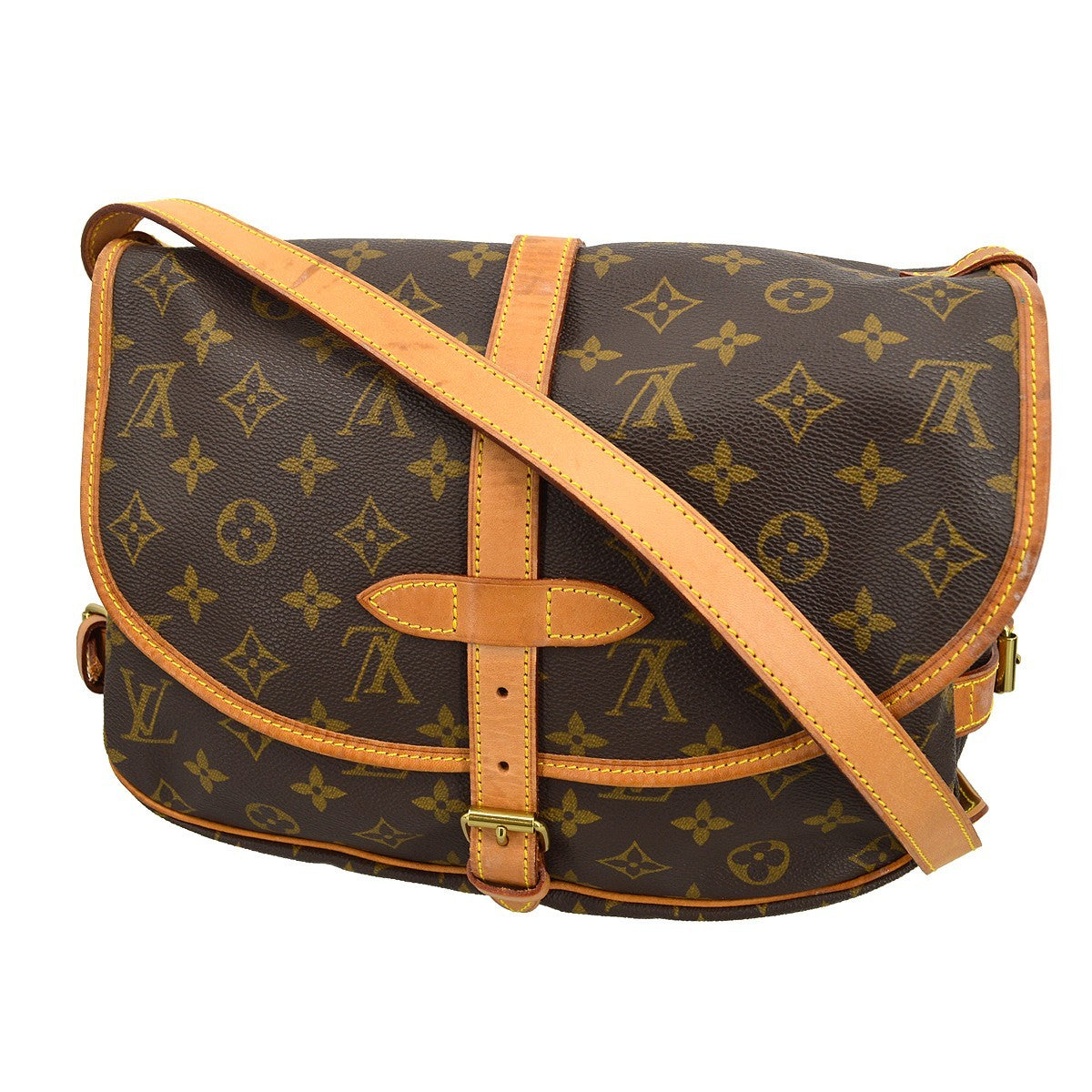 Louis Vuitton Saumur Handbag Monogram Canvas Brown Canvas Shoulder Bag Bag (Pre-Owned)
