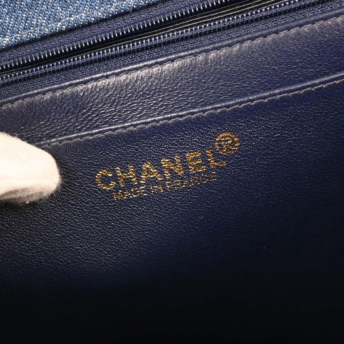 Chanel Vintage Classic Top Handle Flap Bag Denim Blue Denim_Jeans Handbag (Pre-Owned)