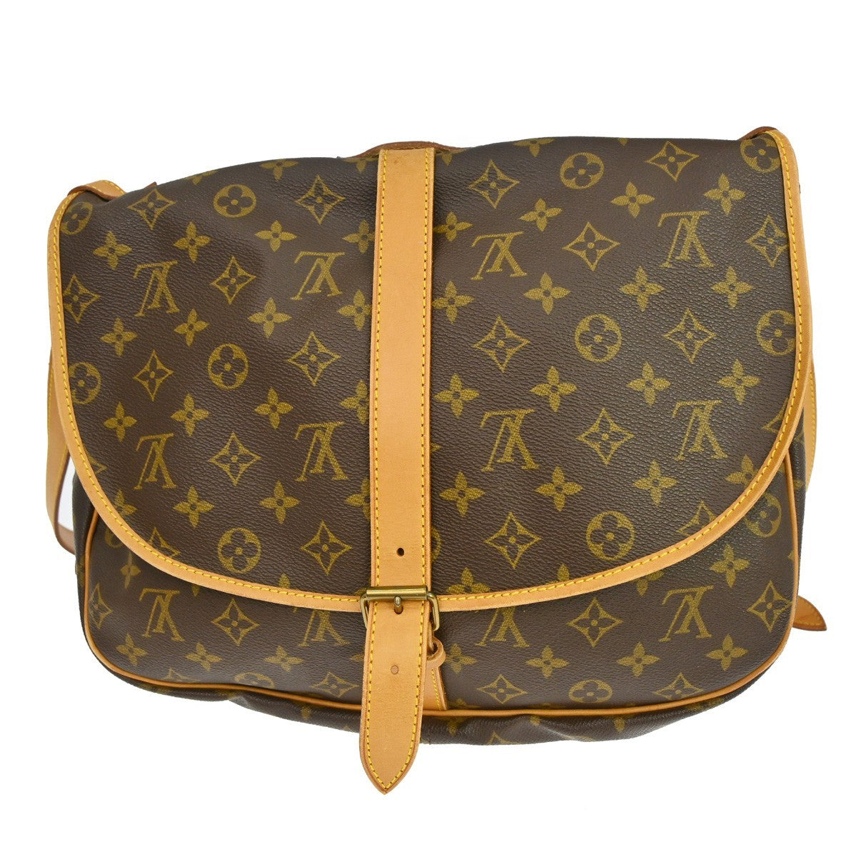 Louis Vuitton Saumur Handbag Monogram Canvas Brown Canvas Shoulder Bag Bag (Pre-Owned)