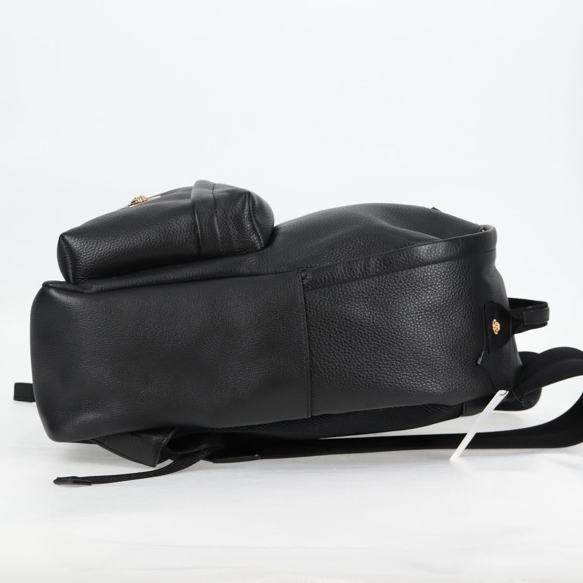 Versace Medusa Zip Backpack Leather Black Leather Backpack Bag (Pre-Owned)