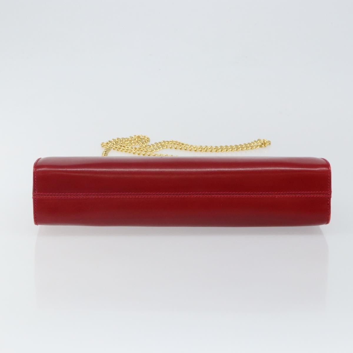 Salvatore Ferragamo Vintage Gancini Chain Shoulder Bag Leather Red Leather Bag (Pre-Owned)