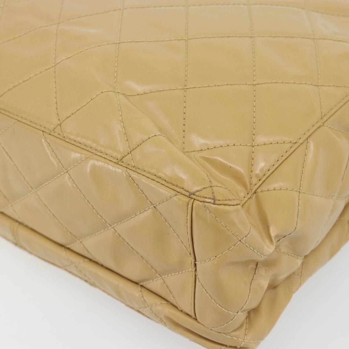 Chanel Vintage Front Pocket Shoulder Bag Leather Beige Patent_Leather Shoulder Bag Bag (Pre-Owned)