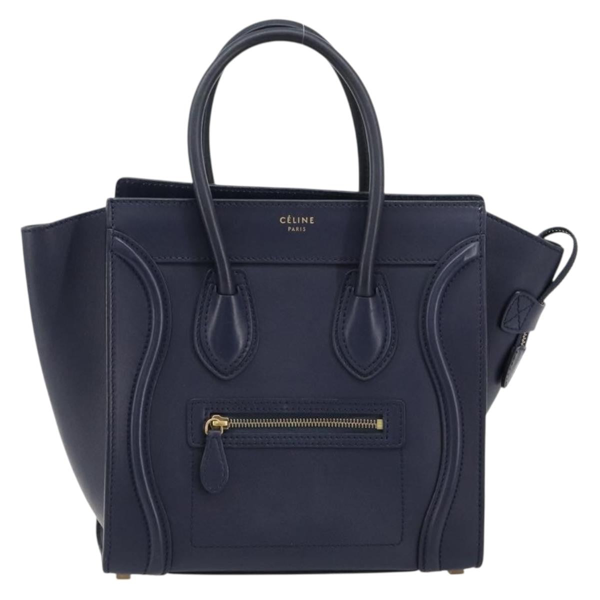 Celine Tricolor Luggage Bag Leather Navy Leather Handbag (Pre-Owned)