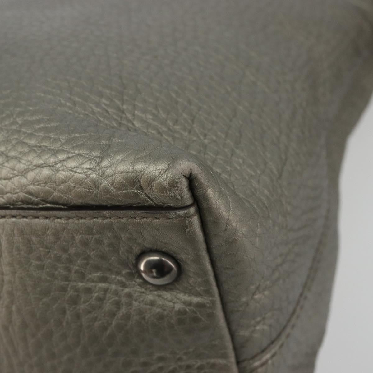 Gucci Soho Convertible Top Handle Bag Leather Silver Leather Handbag (Pre-Owned)