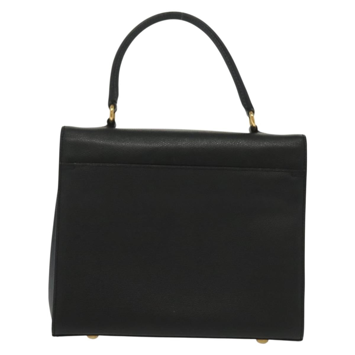 Celine Vintage Convertible Turnlock Top Handle Bag Leather Black Leather Bag (Pre-Owned)