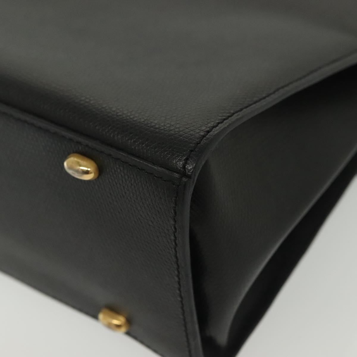 Celine Vintage Convertible Turnlock Top Handle Bag Leather Black Leather Bag (Pre-Owned)