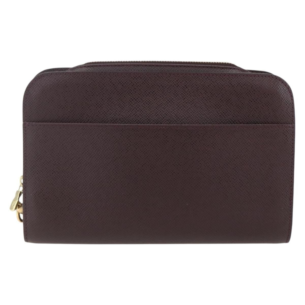 Louis Vuitton Pochette Baikal Clutch Taiga Leather Brown Leather Clutche & Pouche Bag (Pre-Owned)