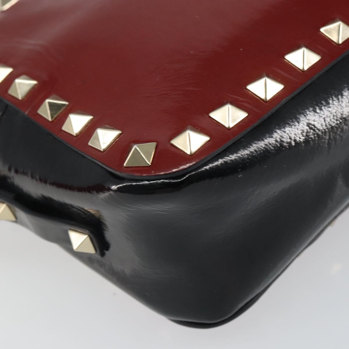 Valentino Garavani Rockstud Chain Camera Crossbody Bag Patent Leather Red Patent_Leather Clutche & Pouche Bag (Pre-Owned)