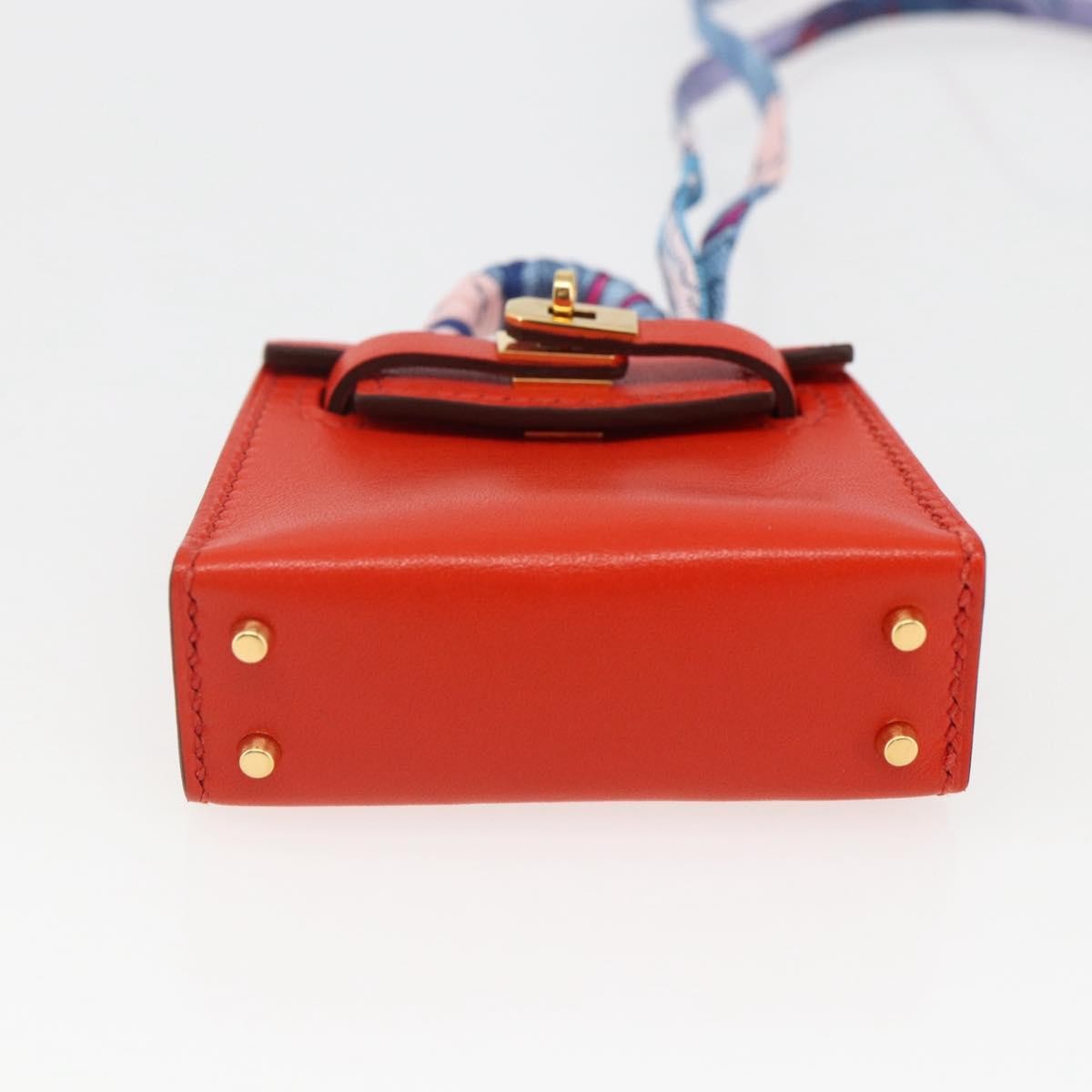 Hermes Kelly Twilly Bag Charm Leather Orange Leather Charms And Keychains Accessory (Pre-Owned)