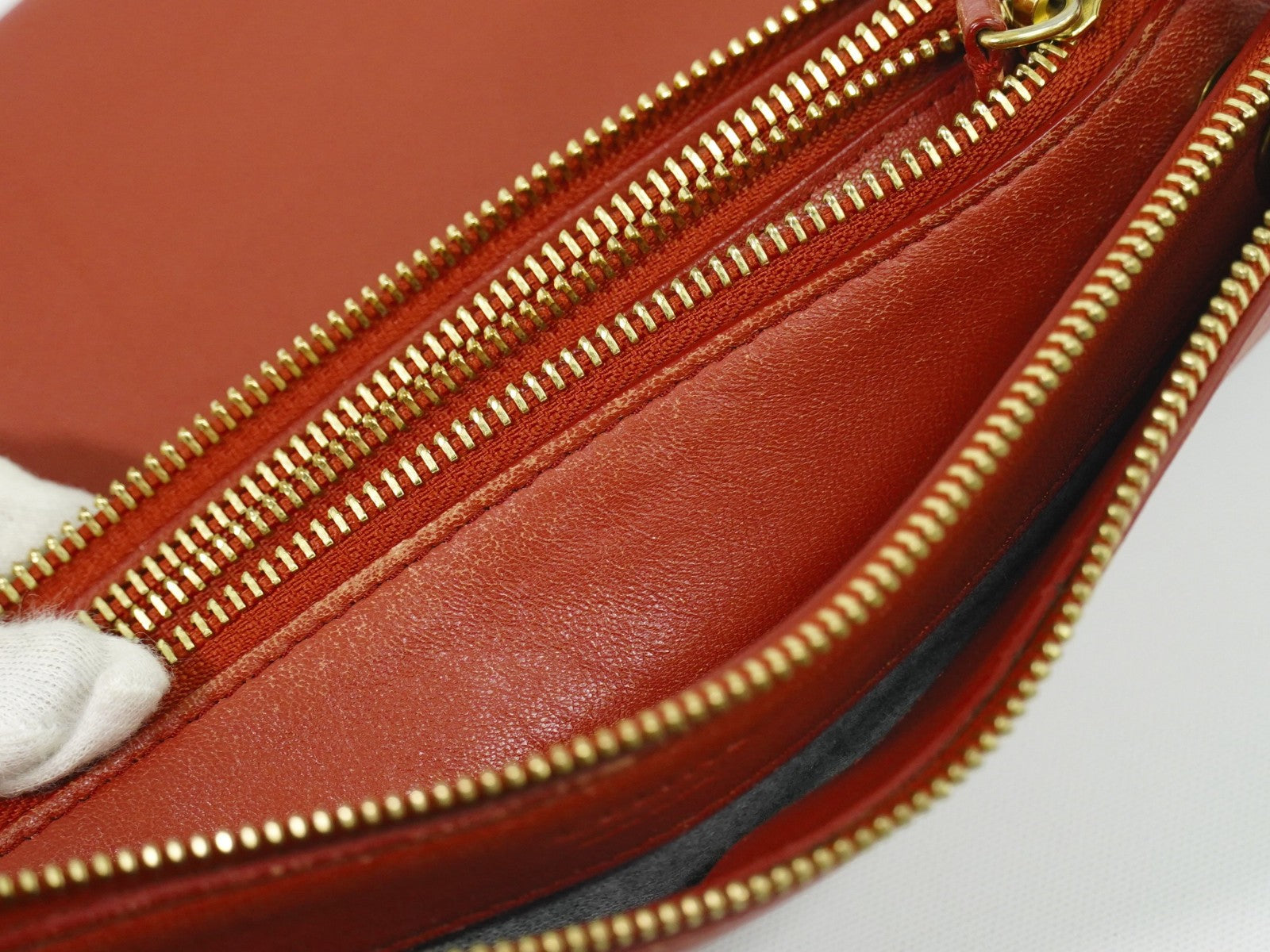 Celine Trio Crossbody Bag Leather Red Leather Shoulder Bag Bag (Pre-Owned)