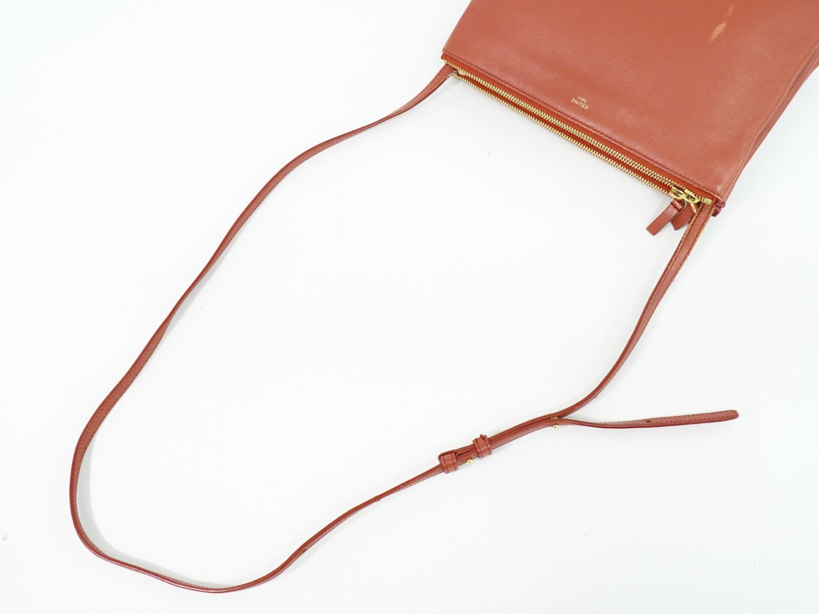 Celine Trio Crossbody Bag Leather Red Leather Shoulder Bag Bag (Pre-Owned)