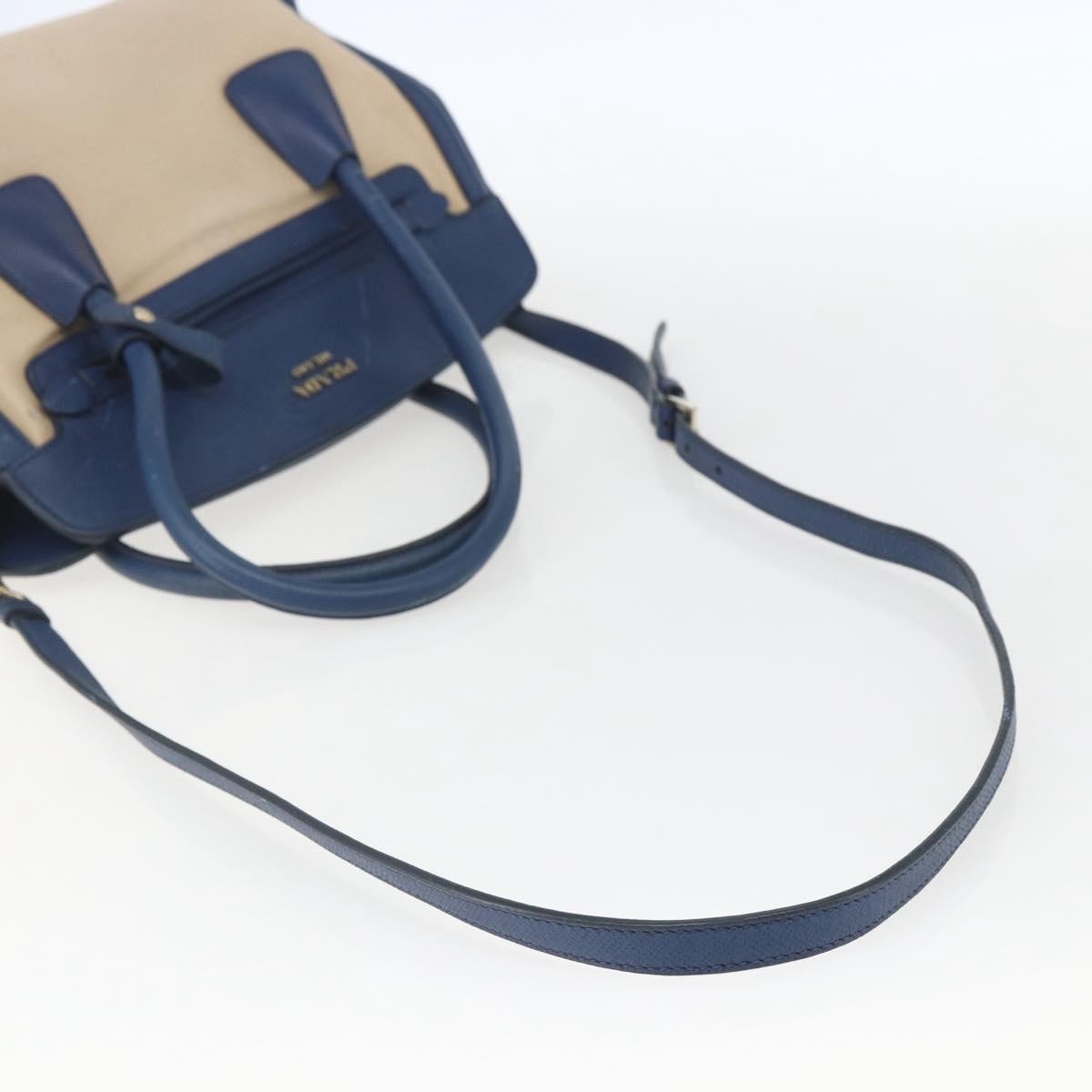 Prada Cuir Frame Convertible Tote Canvas And Saffiano Leather Beige Canvas Tote Bag Bag (Pre-Owned)
