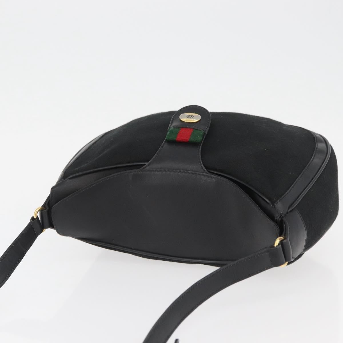 Gucci Sherry Line Shoulder Bag Canvas Black Canvas Shoulder Bag Bag (Pre-Owned)
