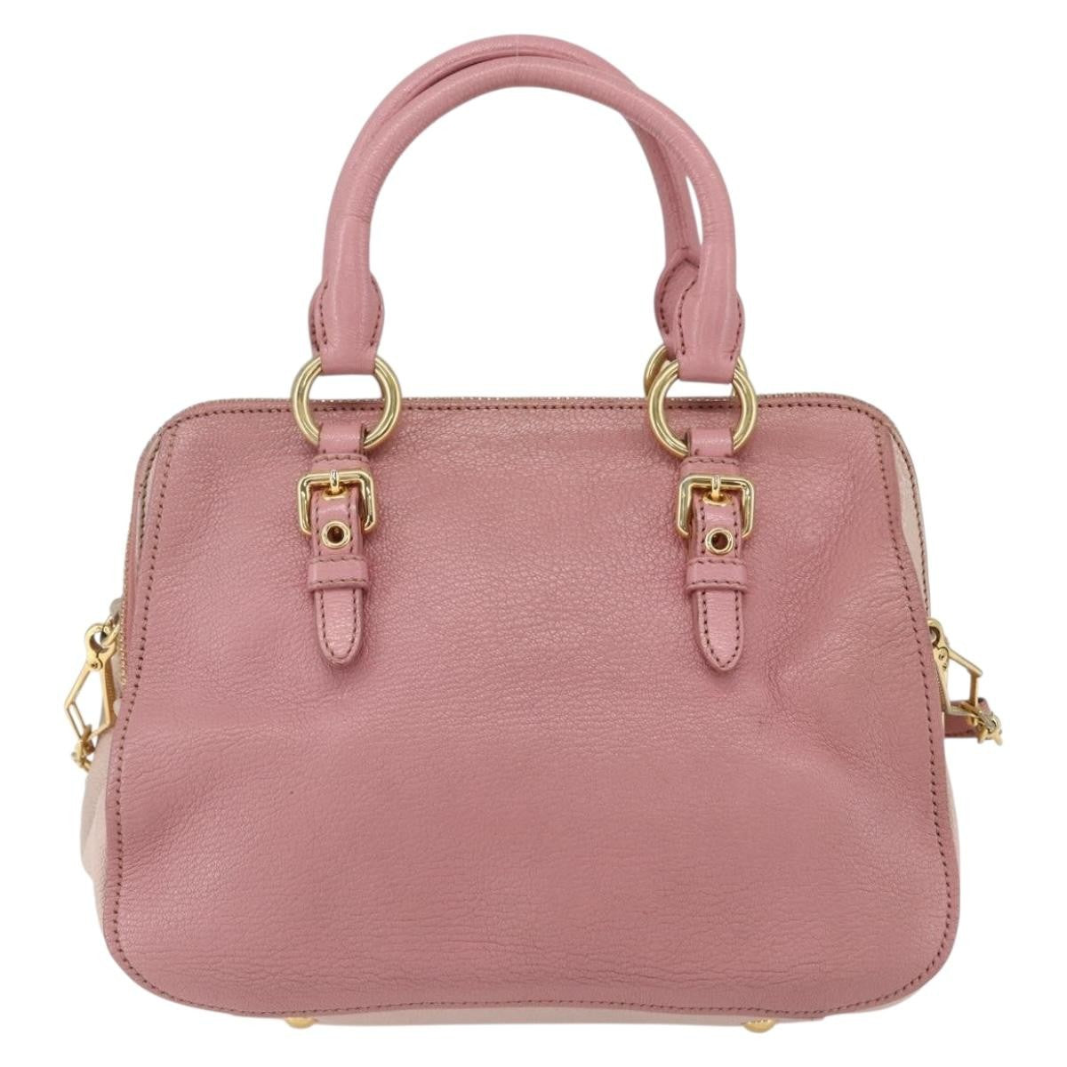 Miu Miu Madras Bowler Bag Leather Pink Leather Handbag (Pre-Owned)