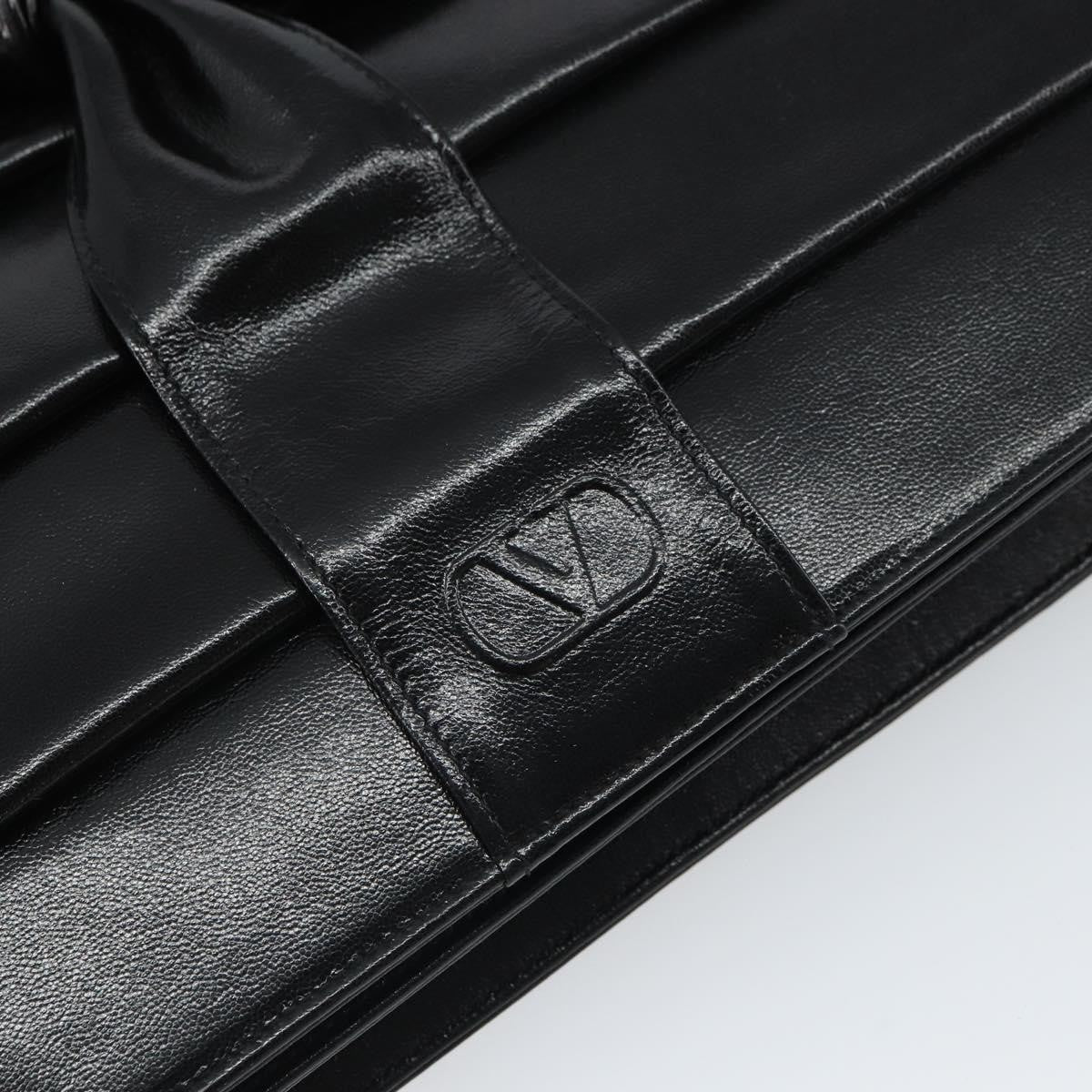 Valentino Garavani Bow Crossbody Bag Leather Black Leather Shoulder Bag Bag (Pre-Owned)