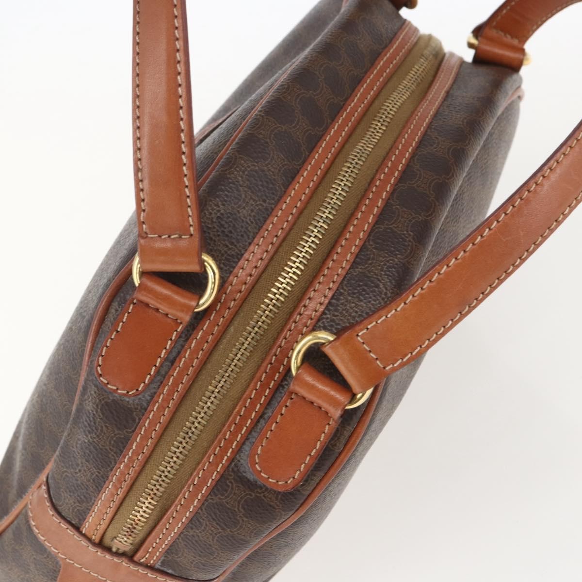Celine Vintage Macadam Handbag Canvas And Leather Brown Canvas Handbag (Pre-Owned)