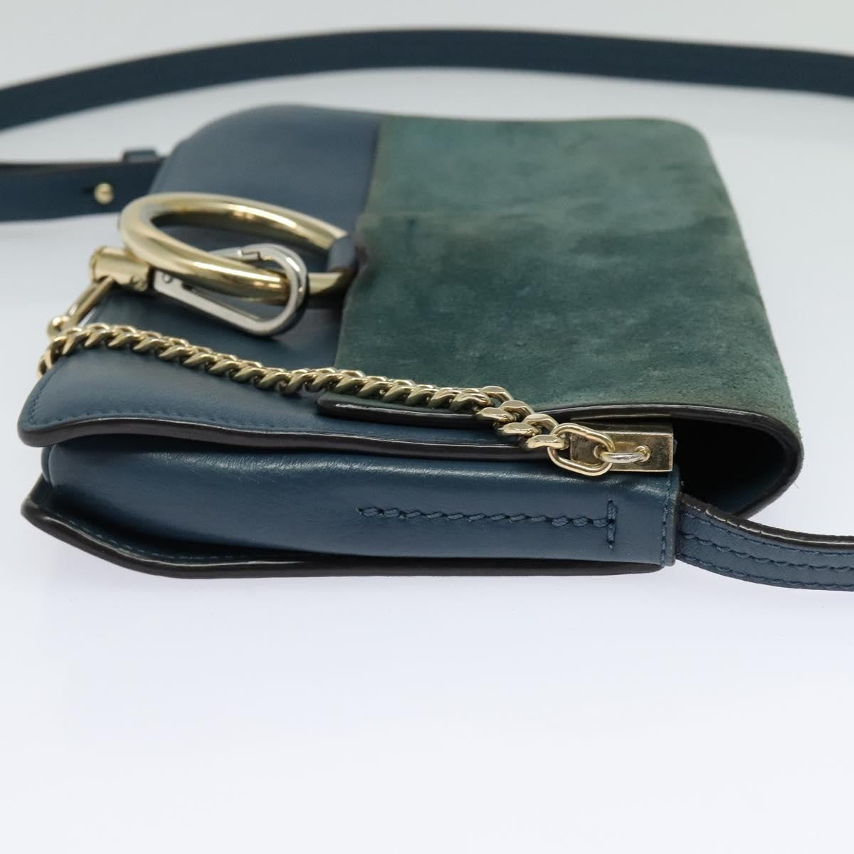 Chloe Faye Crossbody Leather And Suede Blue Suede Handbag (Pre-Owned)