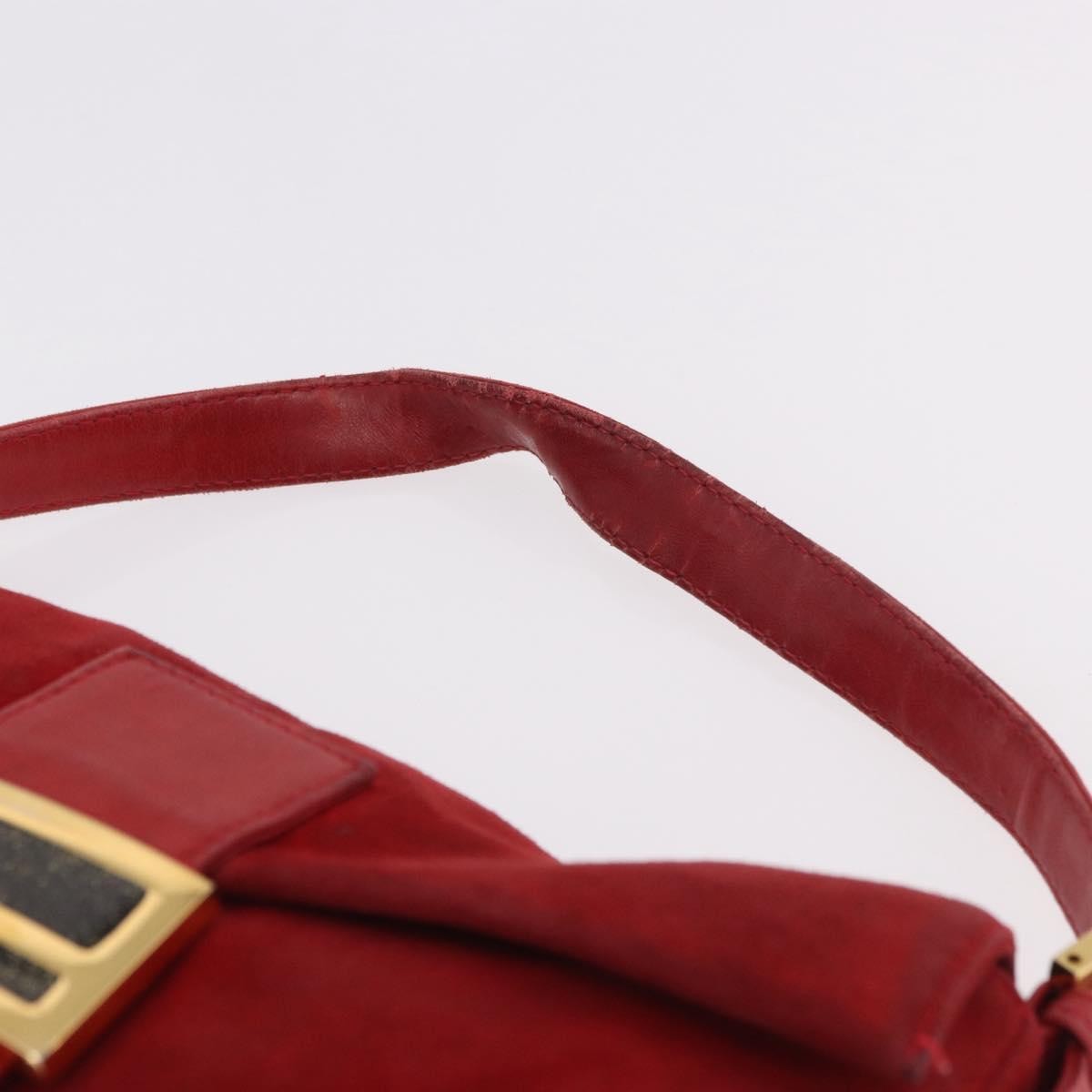Fendi Baguette Bag Leather Red Suede Shoulder Bag Bag (Pre-Owned)
