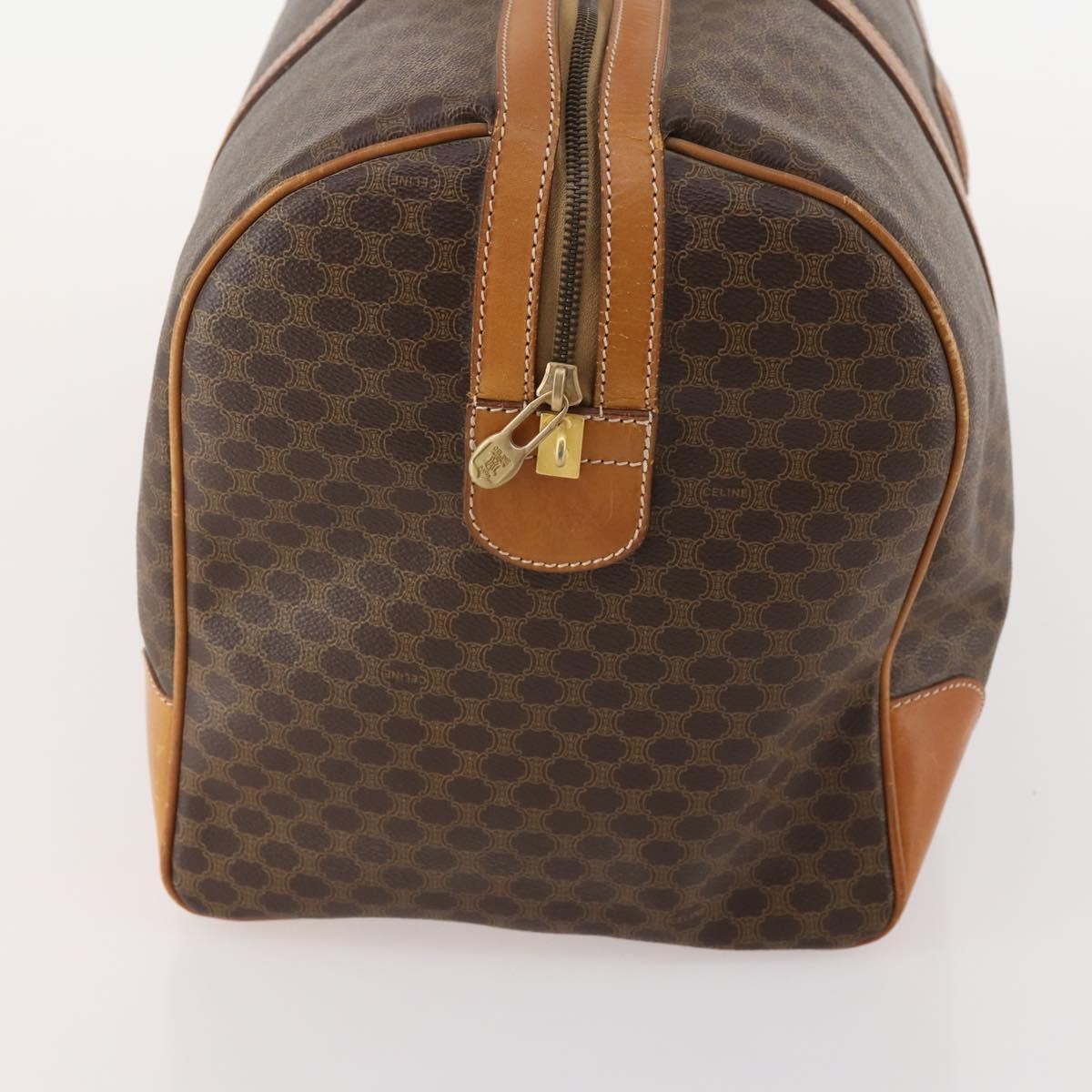 Celine Vintage Duffle Bag Macadam Coated Canvas Brown Canvas Travel Bag Bag (Pre-Owned)